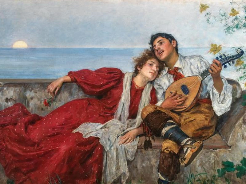 1861–Johann Victor Krämer – Una serenata al tramonto